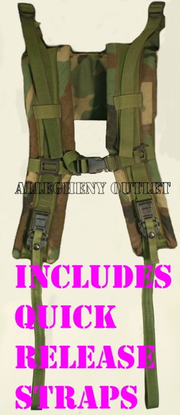 MOLLE Frame Shoulder Straps Woodland Camo w/ QR Straps  