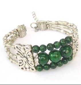 NEW IN TIBET STYLE TIBETAN SILVER MALACHITE BANGLE  