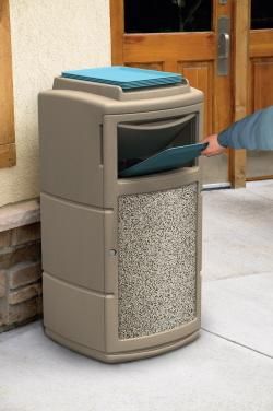 30 Gallon Trash Can with Locking Push Lid Side Door  