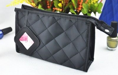 Cosmetic MAKEUP BAG w MIRROR Travel Case Purse Zipper NEW Organizer 