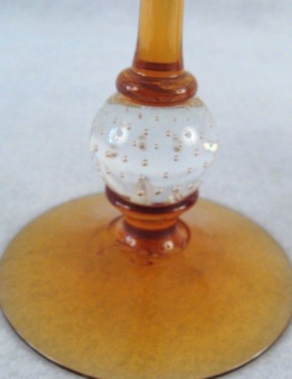 Antique Pairpoint Amber Blown Glass 8 Candlesticks  