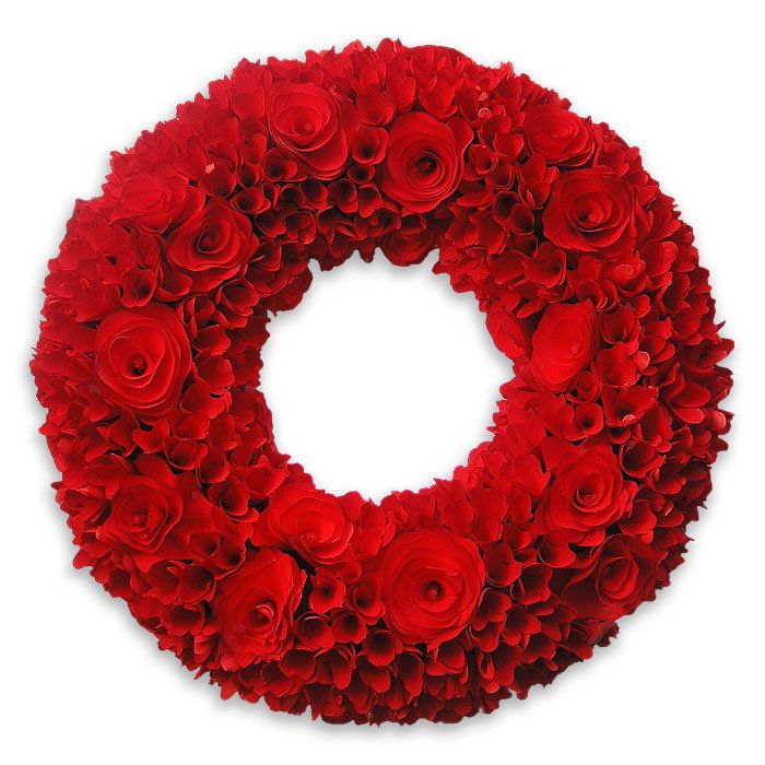 Brookstone 16 Rose Wood Curl Wreath   Red  